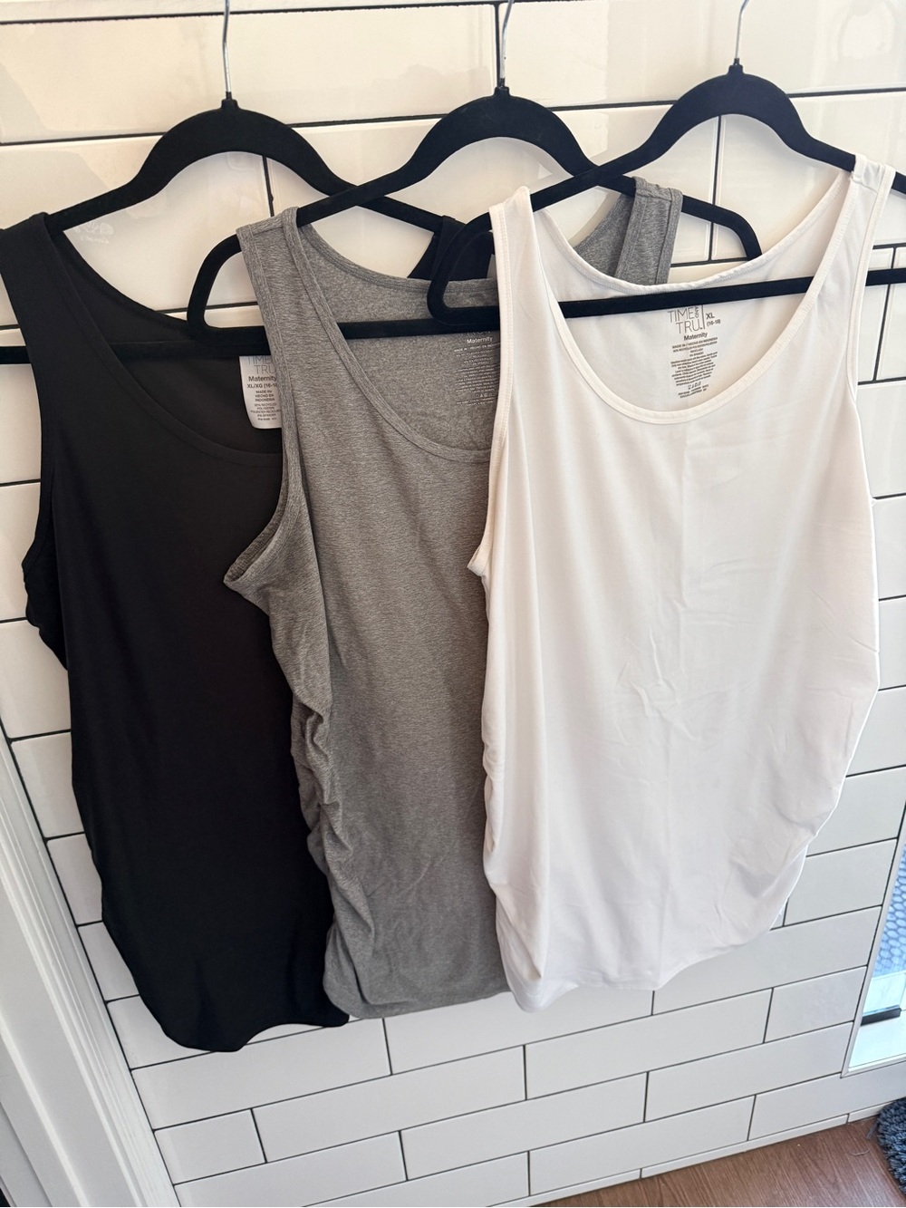 Maternity Tank Top - White, Gray & Black